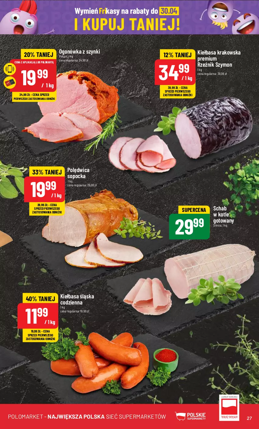 Gazetka promocyjna PoloMarket - Gazetka pomocyjna - ważna 03.04 do 09.04.2024 - strona 27 - produkty: Kiełbasa, Kiełbasa krakowska, Kiełbasa śląska, Ogonówka, Pekpol, Polędwica