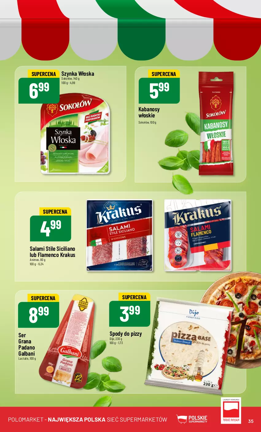 Gazetka promocyjna PoloMarket - Gazetka pomocyjna - ważna 03.04 do 09.04.2024 - strona 35 - produkty: Galbani, Gra, Kabanos, Krakus, Salami, Ser, Sok, Sokołów, Szynka