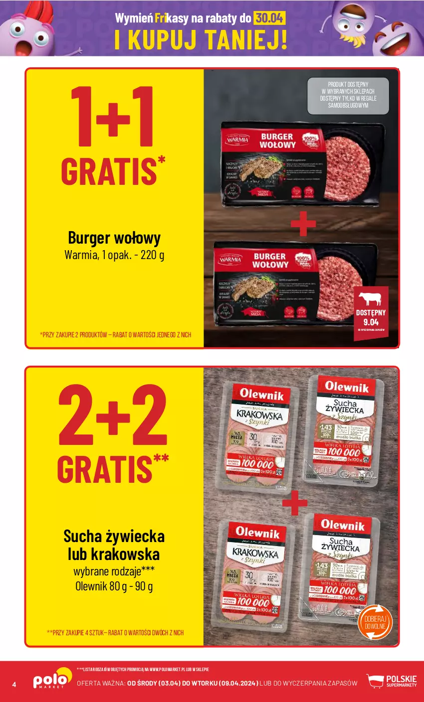 Gazetka promocyjna PoloMarket - Gazetka pomocyjna - ważna 03.04 do 09.04.2024 - strona 4 - produkty: Burger, Gra, Olewnik