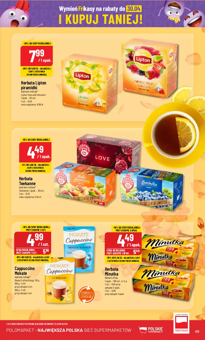 Gazetka promocyjna PoloMarket - Gazetka pomocyjna - ważna 03.04 do 09.04.2024 - strona 49 - produkty: Cappuccino, Fusion, Herbata, Lipton, Teekanne