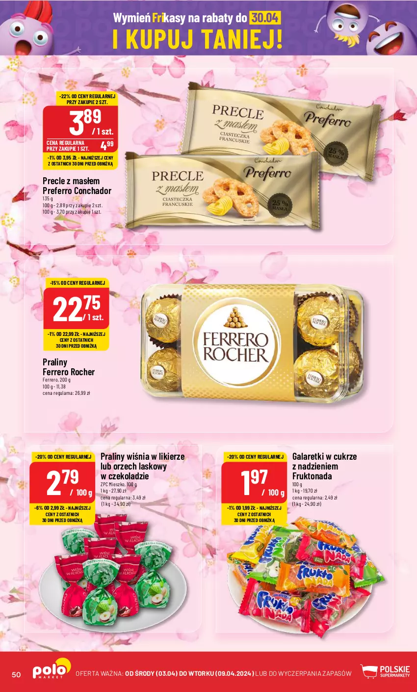 Gazetka promocyjna PoloMarket - Gazetka pomocyjna - ważna 03.04 do 09.04.2024 - strona 50 - produkty: Ferrero, Ferrero Rocher, Gala, Galaretki, Likier, Praliny, Precle