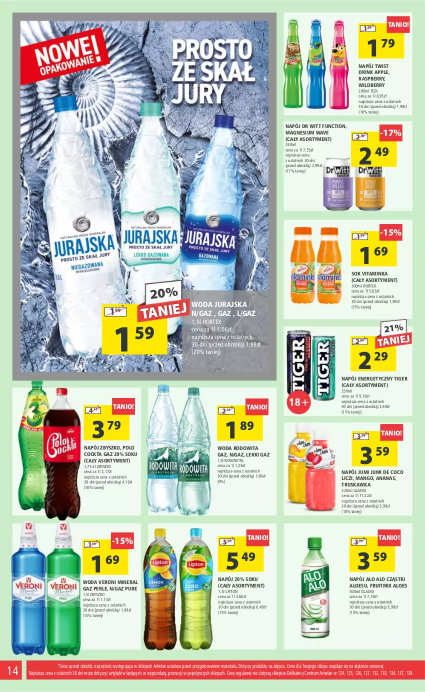 Gazetka promocyjna Arhelan - Gazetka - ważna 08.03 do 17.03.2024 - strona 14 - produkty: Ananas, Hortex, Inka, Liczi, Lipton, Mango, Napój, Napój energetyczny, Pur, Rum, Sok, Tiger, Woda