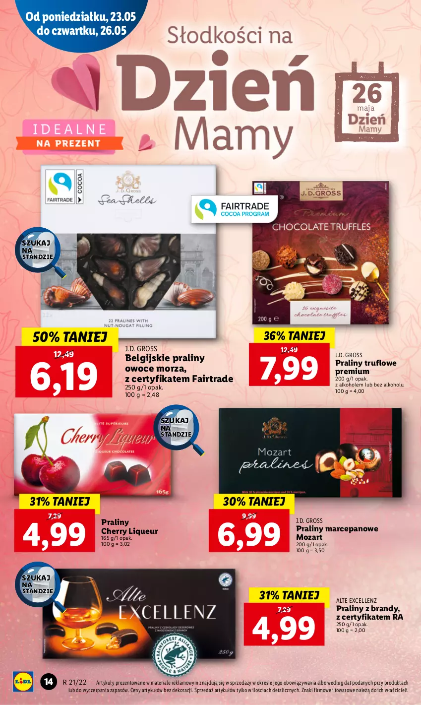 Gazetka promocyjna Lidl - GAZETKA - ważna 23.05 do 25.05.2022 - strona 14 - produkty: Alkohole, Brandy, Fa, LG, Owoce, Owoce morza, Praliny