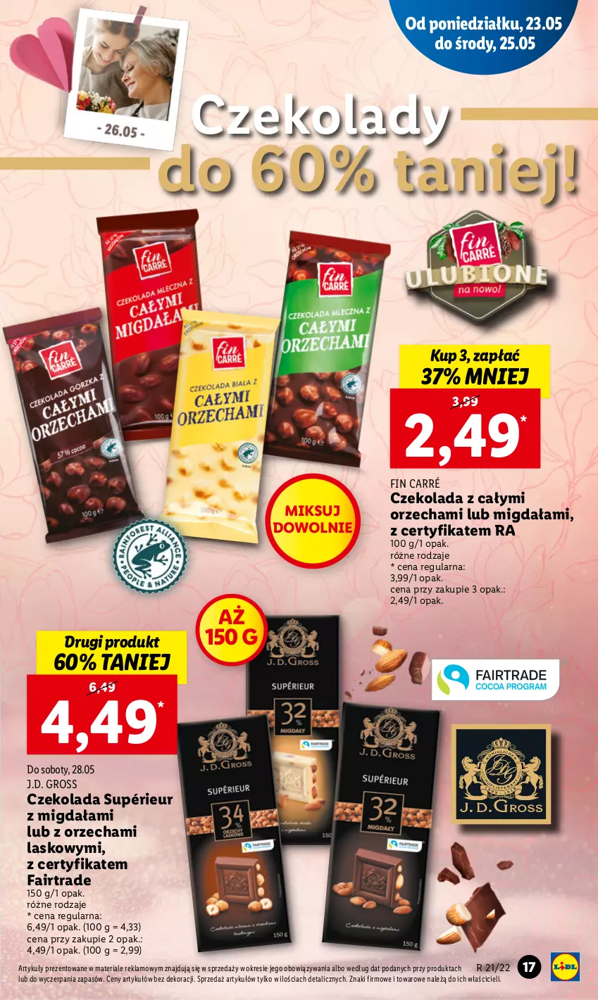 Gazetka promocyjna Lidl - GAZETKA - ważna 23.05 do 25.05.2022 - strona 17 - produkty: Czekolada, Fa