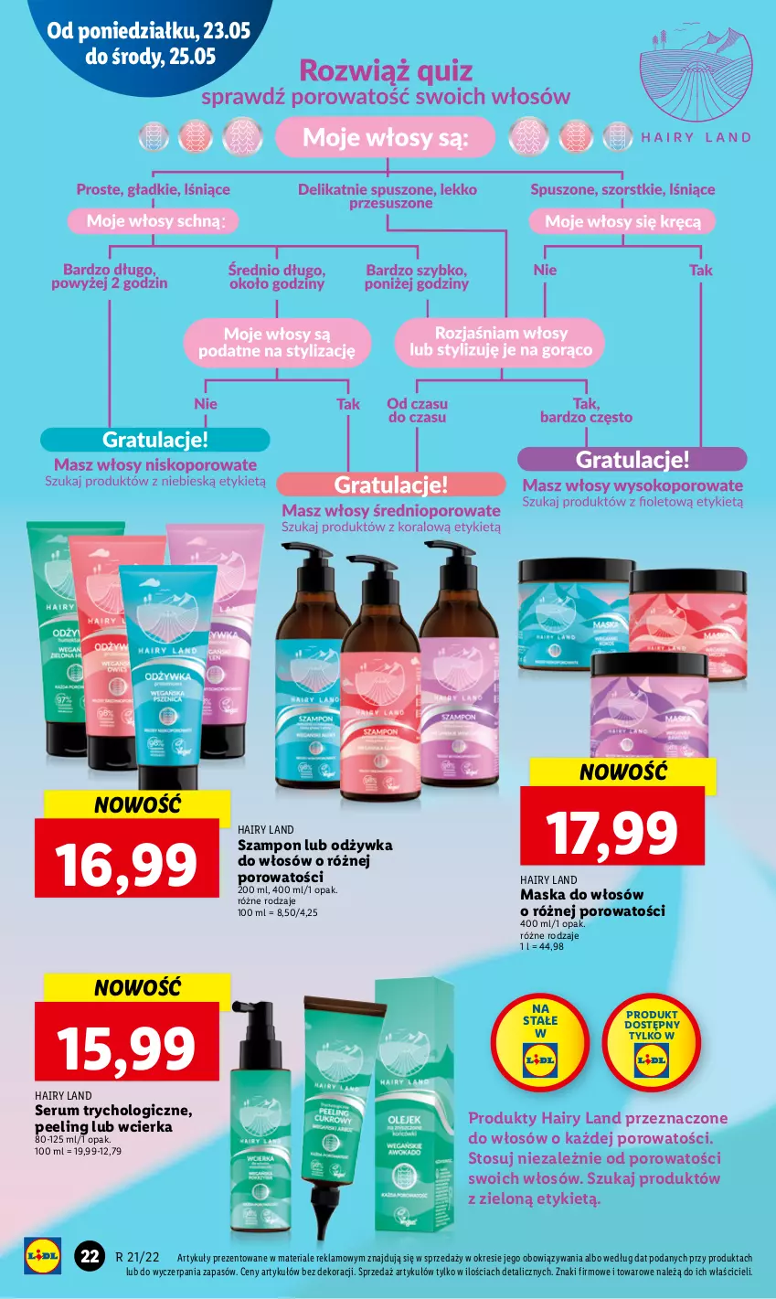 Gazetka promocyjna Lidl - GAZETKA - ważna 23.05 do 25.05.2022 - strona 22 - produkty: Maska, Maska do włosów, Odżywka, Peeling, Por, Rum, Ser, Serum, Szampon