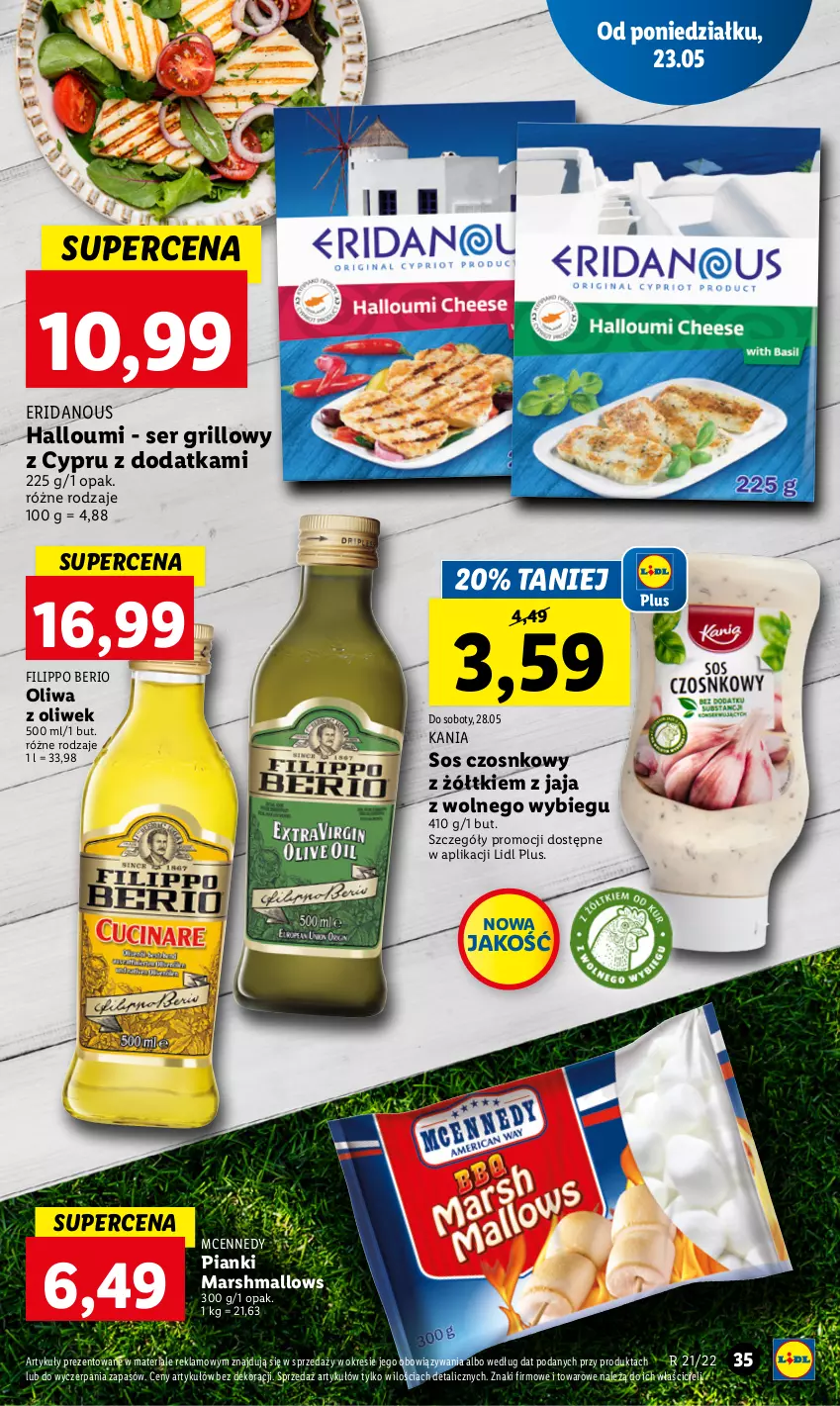 Gazetka promocyjna Lidl - GAZETKA - ważna 23.05 do 25.05.2022 - strona 35 - produkty: Grill, Jaja, Jaja z wolnego wybiegu, Mars, Marshmallows, Oliwa z oliwek, Ser, Sos, Sos czosnkowy