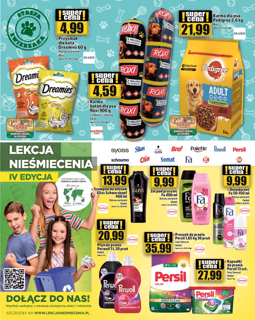 Gazetka promocyjna Topaz - Gazetka - ważna 25.04 do 30.04.2024 - strona 23 - produkty: Baton, Baton dla psa, Bref, Dzieci, Fa, Mars, O nas, Palette, Pedigree, Persil, Proszek do prania, Przysmak dla kota, Schauma, Syoss