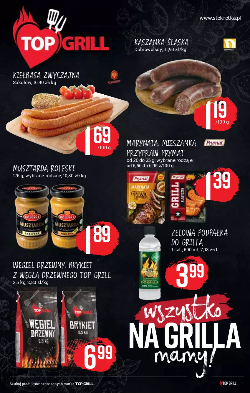 Gazetka promocyjna Stokrotka - Supermarket - ważna 13.05 do 19.05.2021 - strona 7 - produkty: Grill, Kasza, Kaszanka, Kiełbasa, LG, Mus, Musztarda, Prymat, Top, Węgiel drzewny