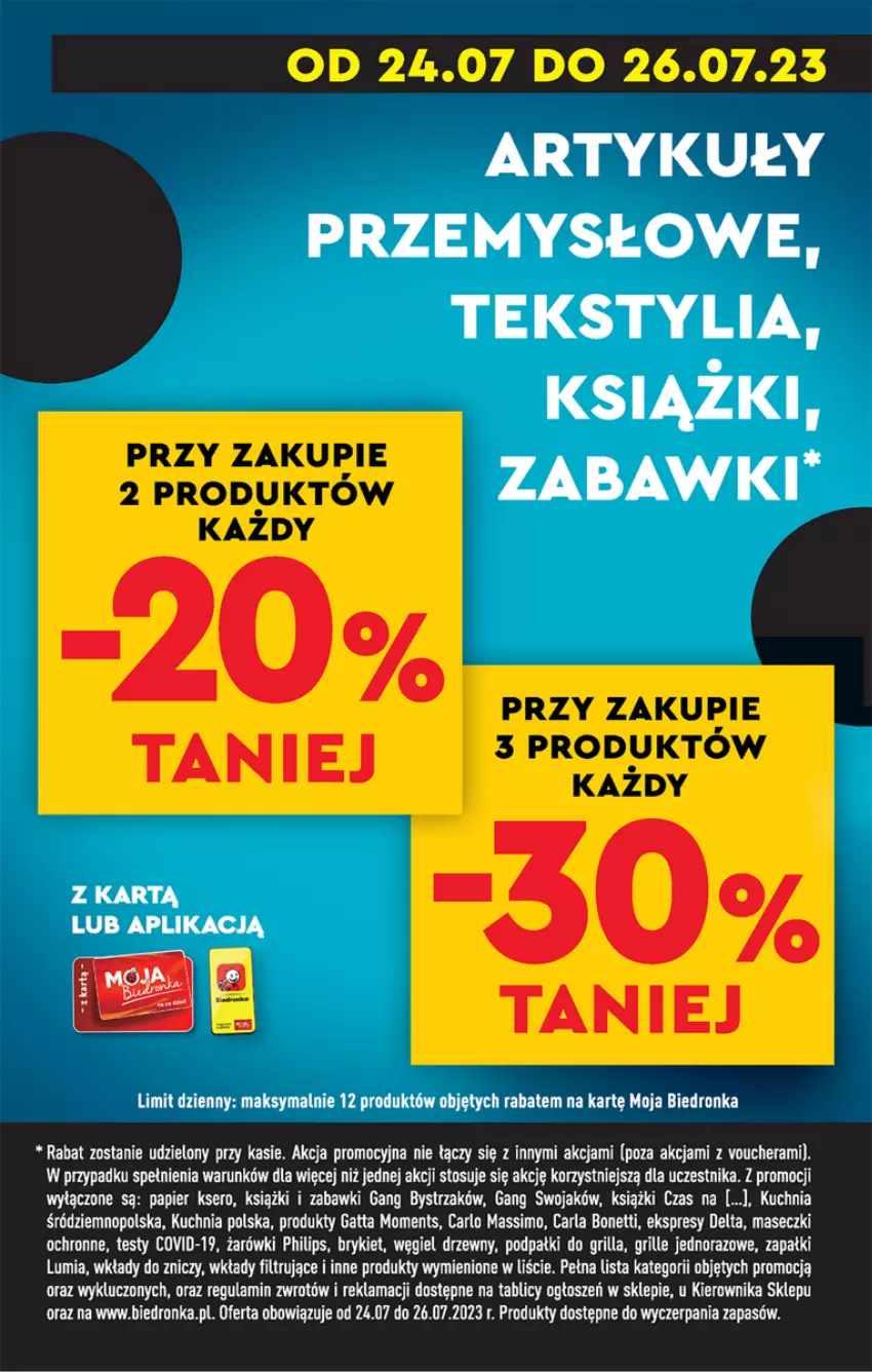 Gazetka promocyjna Biedronka - Od poniedzialku - ważna 24.07 do 29.07.2023 - strona 58 - produkty: Dron, Gatta, Grill, Kuchnia, Moments, Papier, Philips, Ser, Węgiel drzewny, Znicz