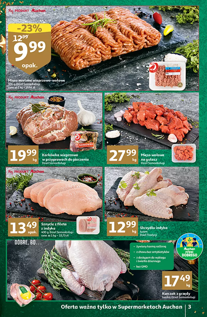 Gazetka promocyjna Auchan - Gazetka Magia Świąt Supermarket Auchan - ważna 08.12 do 14.12.2022 - strona 3 - produkty: Karkówka wieprzowa, Piec