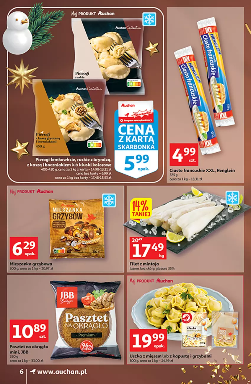 Gazetka promocyjna Auchan - Gazetka Magia Świąt Supermarket Auchan - ważna 08.12 do 14.12.2022 - strona 6 - produkty: Boczniak, Kapustą, Mintaj, Pierogi, Rura