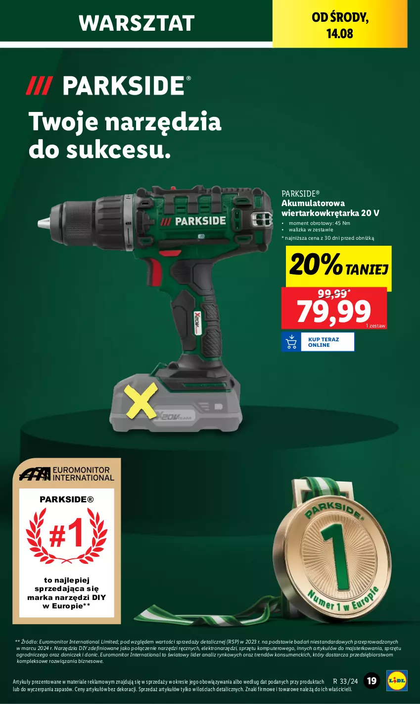 Gazetka promocyjna Lidl - GAZETKA - ważna 12.08 do 17.08.2024 - strona 21 - produkty: Akumulator, Akumulatorowa wiertarkowkrętark, Komputer, Monitor, Parkside, Tarka, Walizka, Wiertarkowkrętarka, Wkręt, Wkrętarka