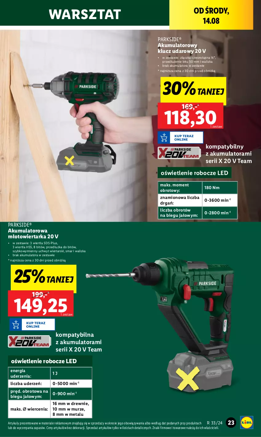 Gazetka promocyjna Lidl - GAZETKA - ważna 12.08 do 17.08.2024 - strona 25 - produkty: Akumulator, Klucz udarowy, Młot, Młotowiertarka, Parkside, Ser, Tarka, Walizka, Wiertarka