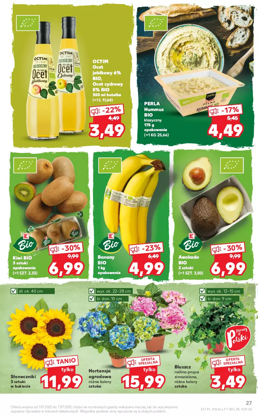 Gazetka promocyjna Kaufland - OFERTA TYGODNIA - ważna 01.07 do 07.07.2021 - strona 27 - produkty: Banany, Hummus, Kiwi, Mus, Ocet