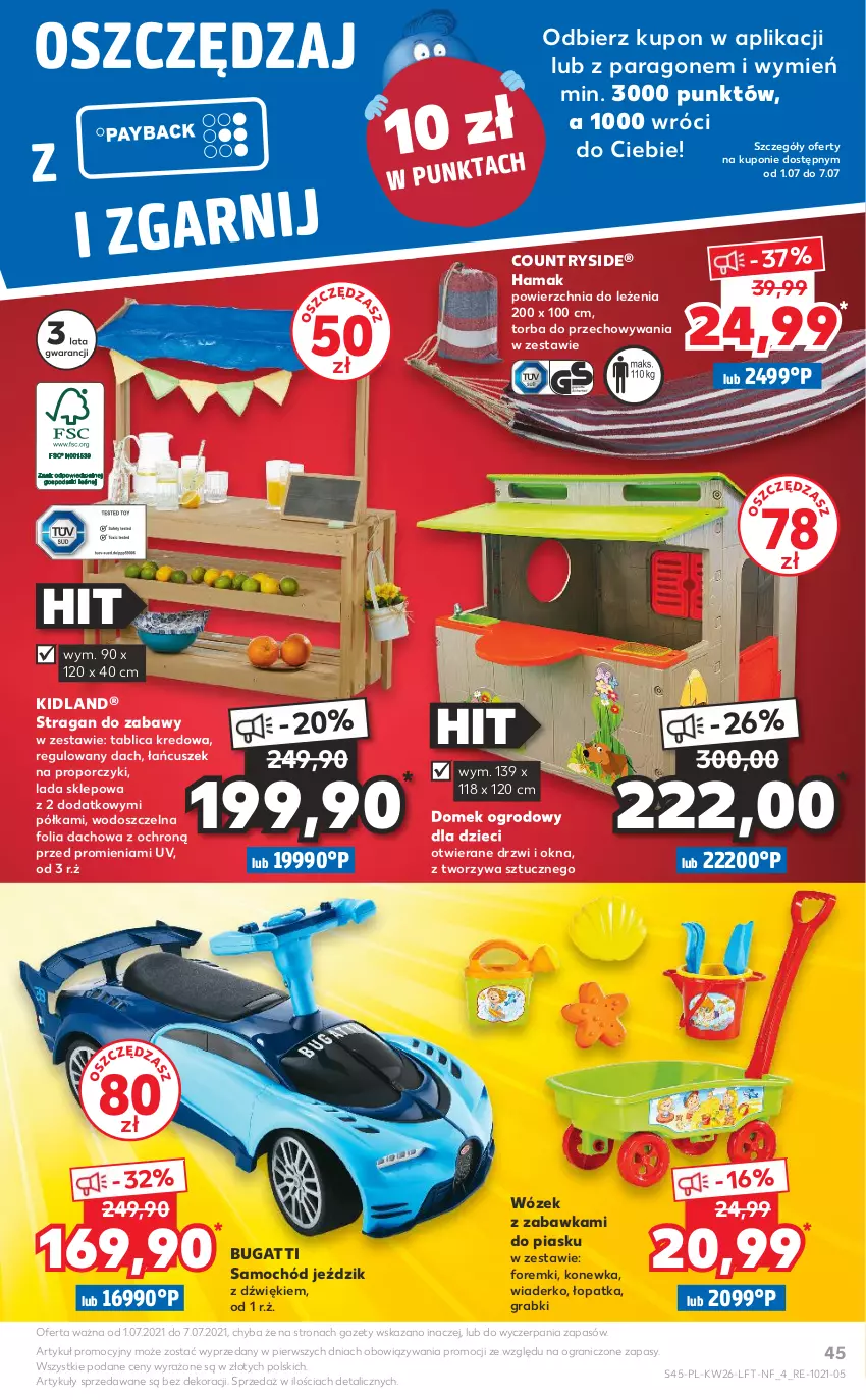 Gazetka promocyjna Kaufland - OFERTA TYGODNIA - ważna 01.07 do 07.07.2021 - strona 45 - produkty: Drzwi, Dzieci, Foremki, Gra, Hama, Konewka, Półka, Por, Samochód, Torba, Wózek, Zabawka