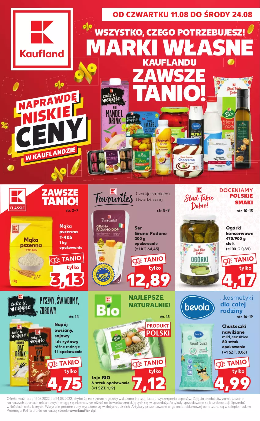 Gazetka promocyjna Kaufland - Katalog z kosmetykami - ważna 11.08 do 24.08.2022 - strona 1 - produkty: Chusteczki, Gra, Jaja, Mąka, Mąka pszenna, Napój, Ogórki konserwowe, Ryż, Ser