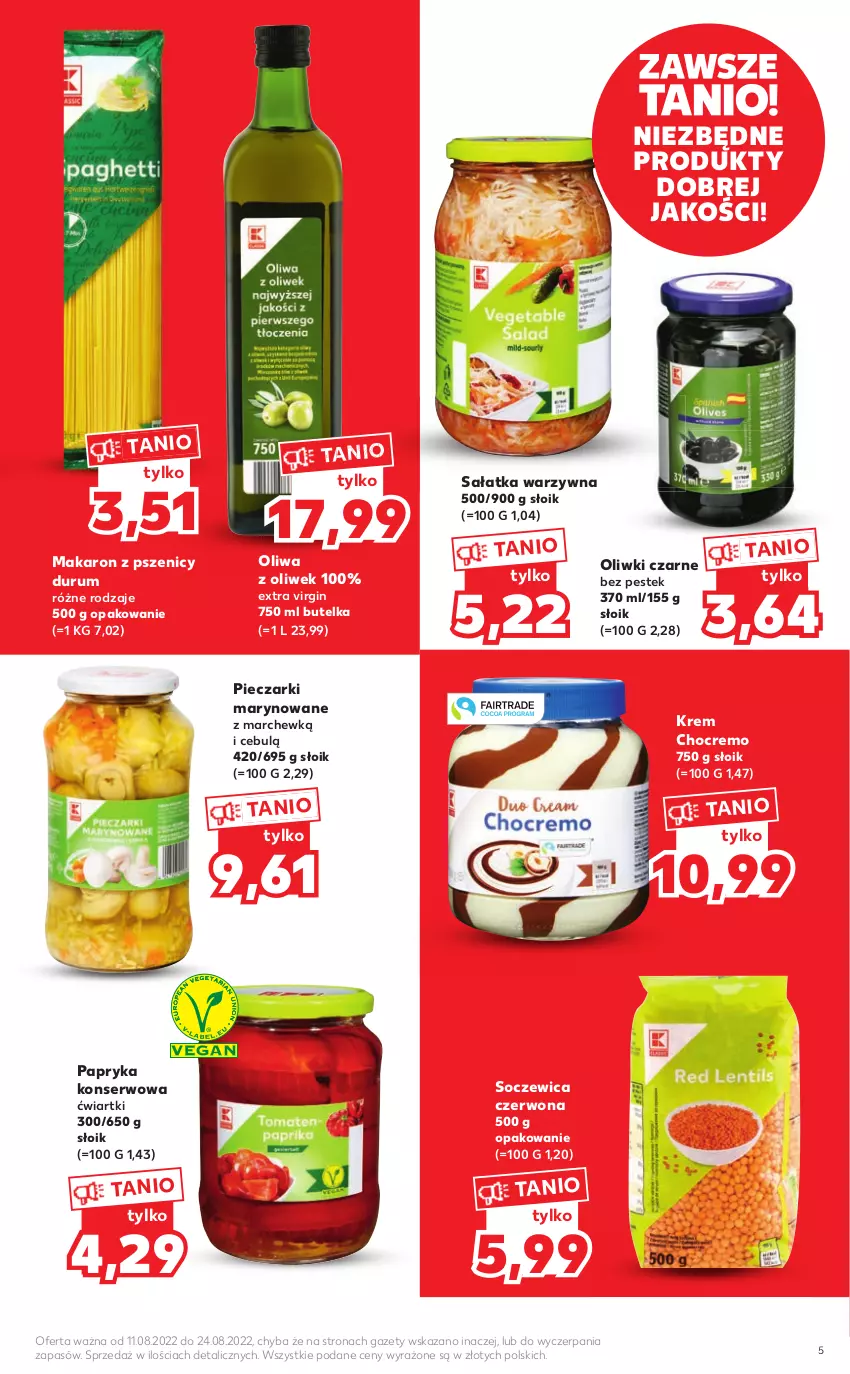 Gazetka promocyjna Kaufland - Katalog z kosmetykami - ważna 11.08 do 24.08.2022 - strona 5 - produkty: Gin, Makaron, Oliwa z oliwek, Oliwki, Oliwki czarne, Papryka, Piec, Rum, Sałat, Sałatka, Sałatka warzywna, Ser, Stek