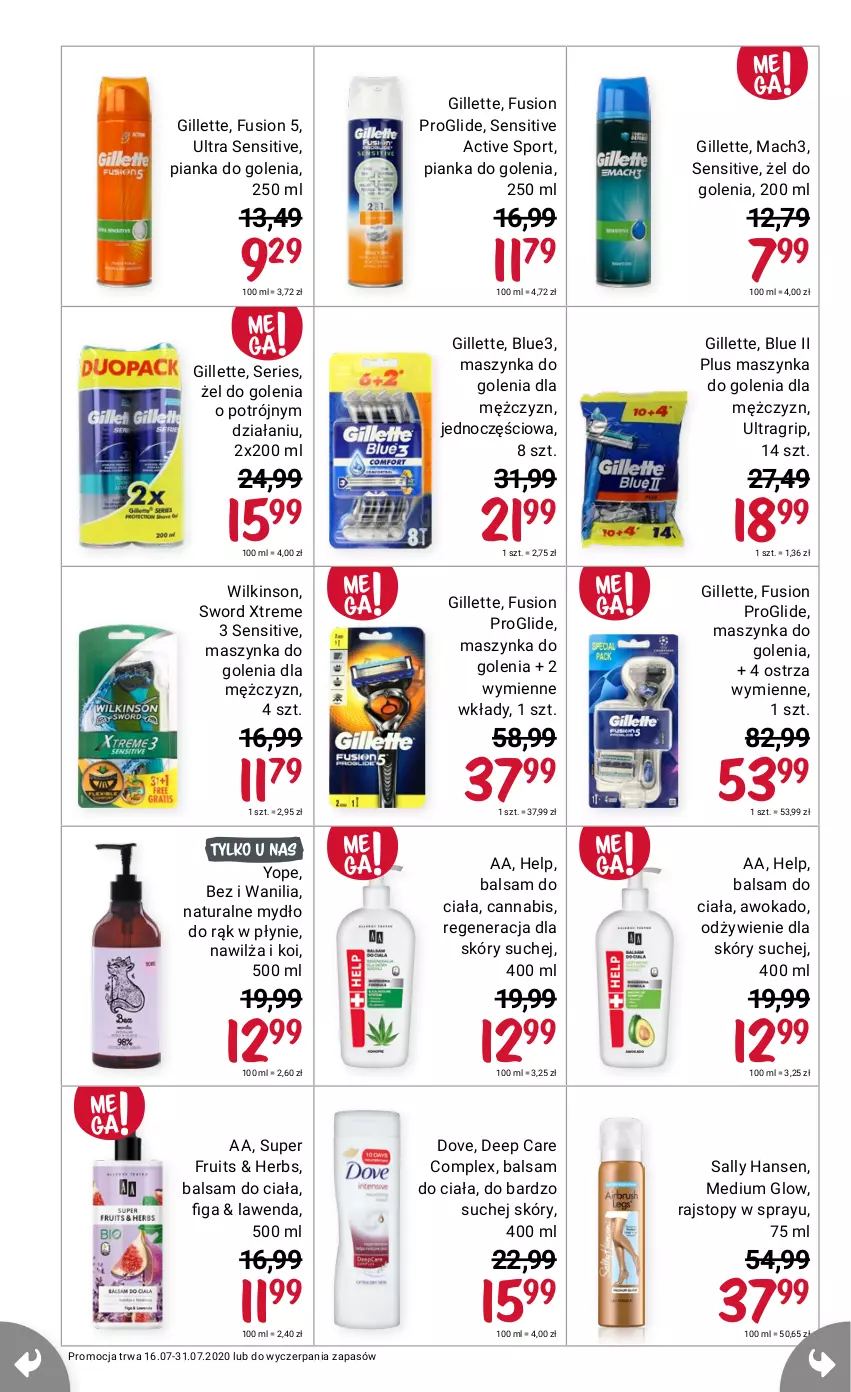 Gazetka promocyjna Rossmann - Lipiec II - ważna 16.07 do 31.07.2021 - strona 6 - produkty: Dove, Fusion, Gillette, Maszynka, Maszynka do golenia, Pianka do golenia, Rajstopy, Sally Hansen, Ser, Szynka, Top, UltraGrip, Yope