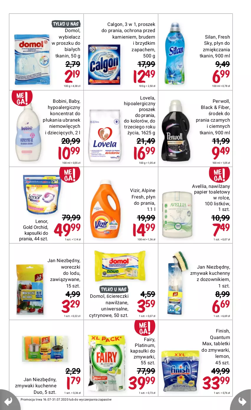 Gazetka promocyjna Rossmann - Lipiec II - ważna 16.07 do 31.07.2021 - strona 9 - produkty: Calgon, Domol, Fa, Fairy, Finish, Hipoalergiczny proszek, Lack, Lenor, LG, Lovela, Papier, Papier toaletowy, Perwoll, Silan, Tablet, Vizir, Zmywaki kuchenne, Zmywarki