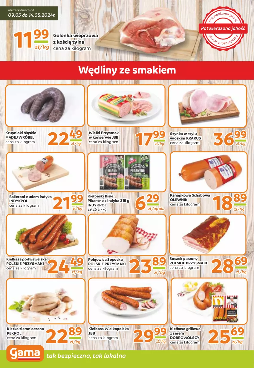 Gazetka promocyjna Gama - Gazetka Gama - ważna 09.05 do 21.05.2024 - strona 2 - produkty: Boczek, Golonka wieprzowa, Gra, Grill, Kiełbasa, Kiełbasa podwawelska, Kiełbaski białe, Krakus, Madej Wróbel, Olewnik, Pekpol, Piec, Polędwica, Przysmaki, Ser, Szynka, Wawel