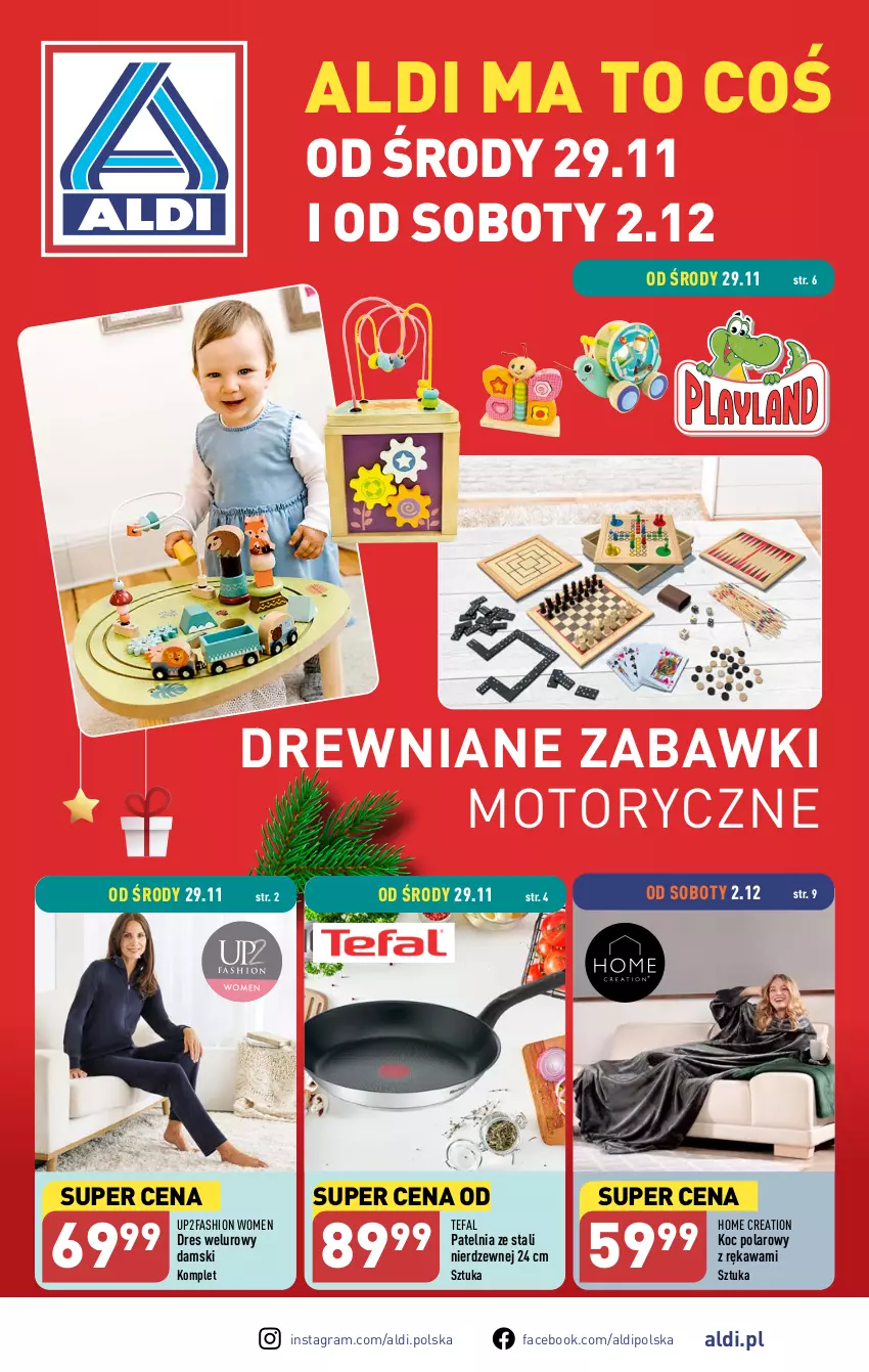 Gazetka promocyjna Aldi - Artykuły przemysłowe i tekstylia - ważna 29.11 do 02.12.2023 - strona 1 - produkty: Dres, Fa, Gra, Kawa, Koc, Patelnia, Tefal