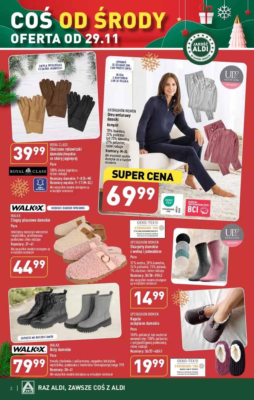 Gazetka promocyjna Aldi - Artykuły przemysłowe i tekstylia - ważna 29.11 do 02.12.2023 - strona 2 - produkty: Bluza, Bluza z kapturem, Buty, Clogsy, Dres, Fa, Kapcie, Karp, Mop, Spodnie, Wełna