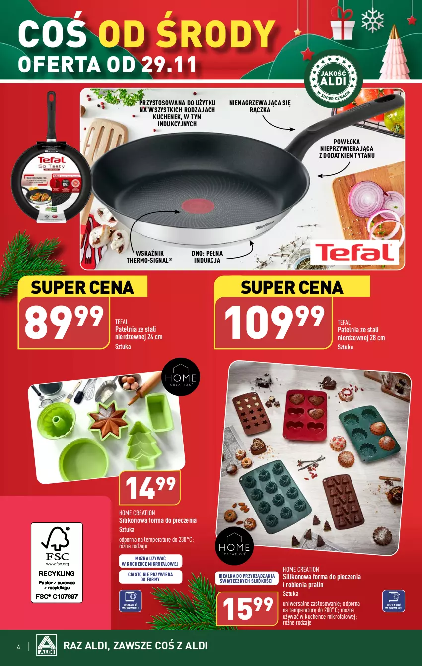 Gazetka promocyjna Aldi - Artykuły przemysłowe i tekstylia - ważna 29.11 do 02.12.2023 - strona 4 - produkty: Fa, Forma do pieczenia, Patelnia, Piec, Por, Tefal, Tytan