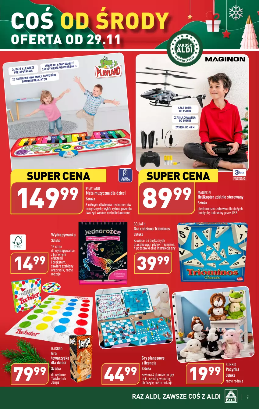 Gazetka promocyjna Aldi - Artykuły przemysłowe i tekstylia - ważna 29.11 do 02.12.2023 - strona 7 - produkty: Bateria, Cynk, Dzieci, Gin, Gra, Gry, Hasbro, Helikopter, Rum, Szachy, Zabawka