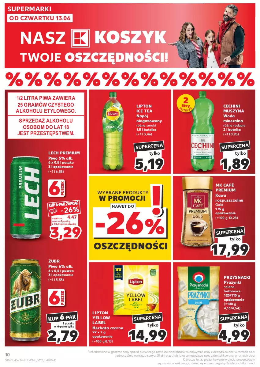 Gazetka promocyjna Kaufland - Gazetka tygodnia - ważna 13.06 do 19.06.2024 - strona 10 - produkty: Beko, Gra, Herbata, Herbata czarna, Ice tea, Kawa, Kawa rozpuszczalna, Kosz, Lech Premium, Lipton, Mus, Napój, Napój niegazowany, Piwa, Piwo, Przysnacki, Rama, Sok, Szyna, Woda, Woda mineralna