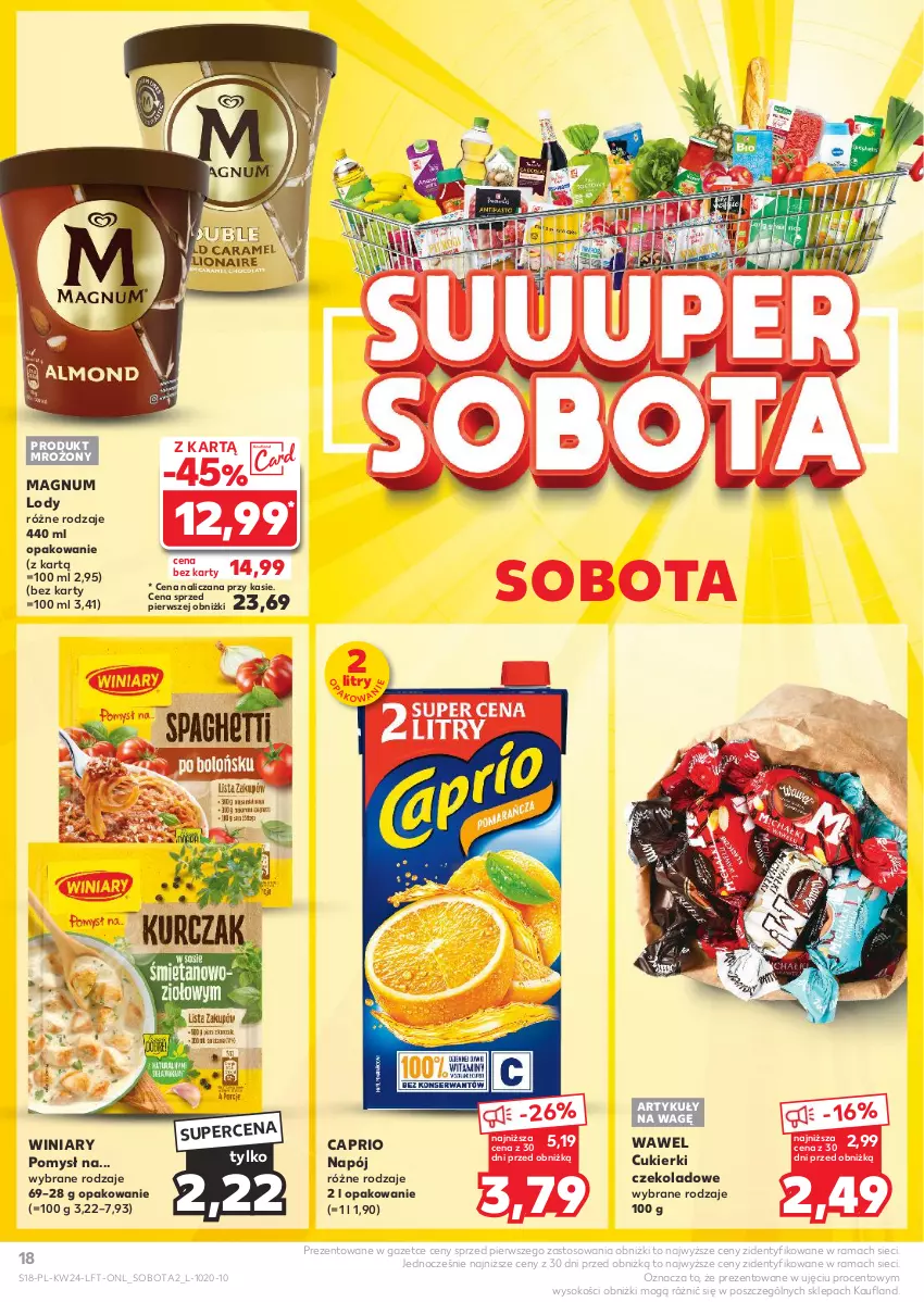 Gazetka promocyjna Kaufland - Gazetka tygodnia - ważna 13.06 do 19.06.2024 - strona 18 - produkty: Cukier, Cukierki, Cukierki czekoladowe, Lody, Napój, Rama, Sok, Wawel, Winiary