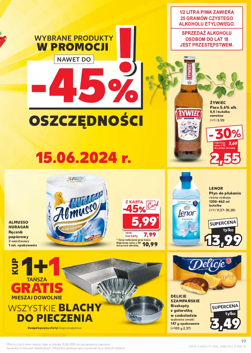 Gazetka promocyjna Kaufland - Gazetka tygodnia - ważna 13.06 do 19.06.2024 - strona 19 - produkty: Biszkopty, Delicje, Gala, Gra, Lenor, Mus, Papier, Piec, Piwa, Piwo, Płyn do płukania, Ręcznik, Waga