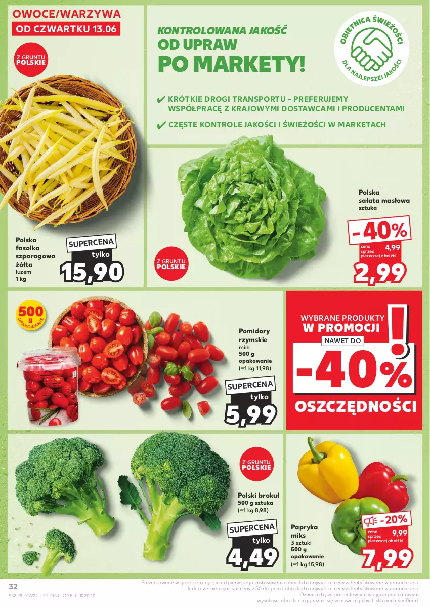 Gazetka promocyjna Kaufland - Gazetka tygodnia - ważna 13.06 do 19.06.2024 - strona 32 - produkty: Fa, Grunt, Masło, Owoce, Papryka, Pomidory, Por, Rama, Sałat, Sałata masłowa, Sok, Sport, Tran, Warzywa