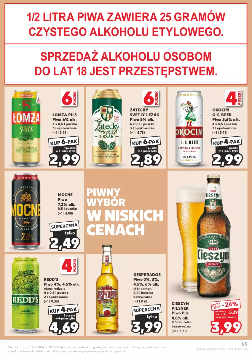 Gazetka promocyjna Kaufland - Gazetka tygodnia - ważna 13.06 do 19.06.2024 - strona 63 - produkty: Desperados, Gra, Koc, Okocim, Piwa, Piwo