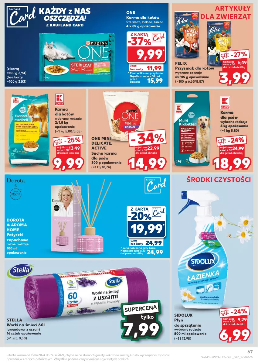 Gazetka promocyjna Kaufland - Gazetka tygodnia - ważna 13.06 do 19.06.2024 - strona 67 - produkty: Felix, Sidolux, Sucha karma, Worki na śmiec, Worki na śmieci