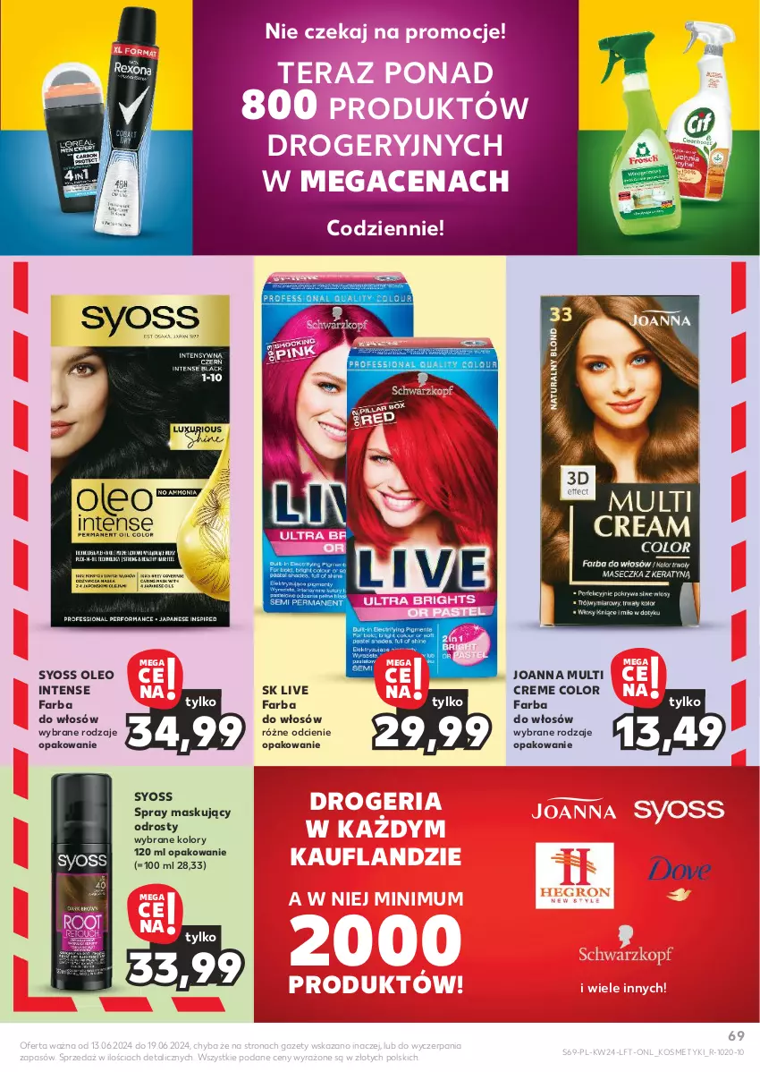 Gazetka promocyjna Kaufland - Gazetka tygodnia - ważna 13.06 do 19.06.2024 - strona 69 - produkty: Fa, Farba do włosów, Joanna, Oleo, Syoss, Tera