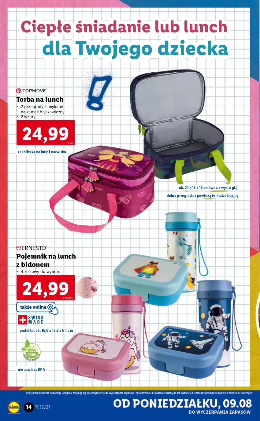 Gazetka promocyjna Lidl - GAZETKA - ważna 09.08 do 14.08.2021 - strona 14 - produkty: Pojemnik, Pojemnik na lunch, Pudełko, Torba