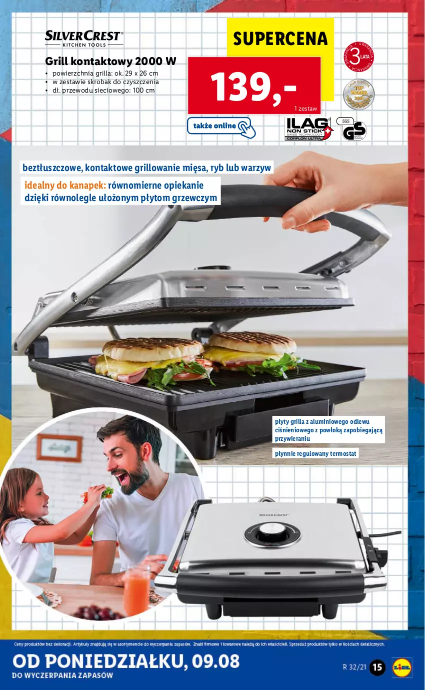 Gazetka promocyjna Lidl - GAZETKA - ważna 09.08 do 14.08.2021 - strona 15 - produkty: Grill, Grill kontaktowy, Termos