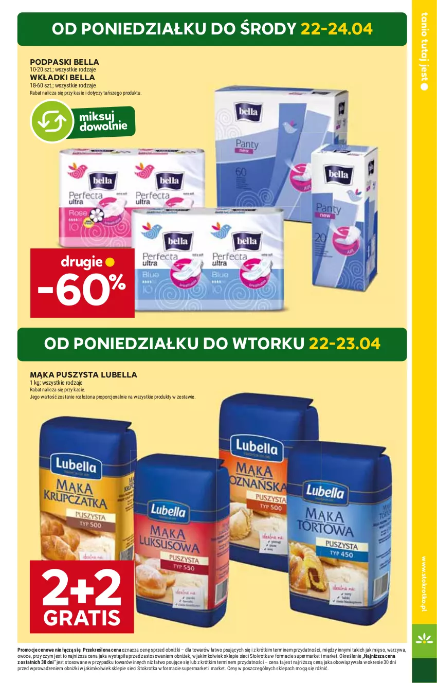 Gazetka promocyjna Stokrotka - Market - ważna 18.04 do 24.04.2024 - strona 5 - produkty: Bell, Bella, Gra, Lubella, Mąka, Podpaski, Wkładki