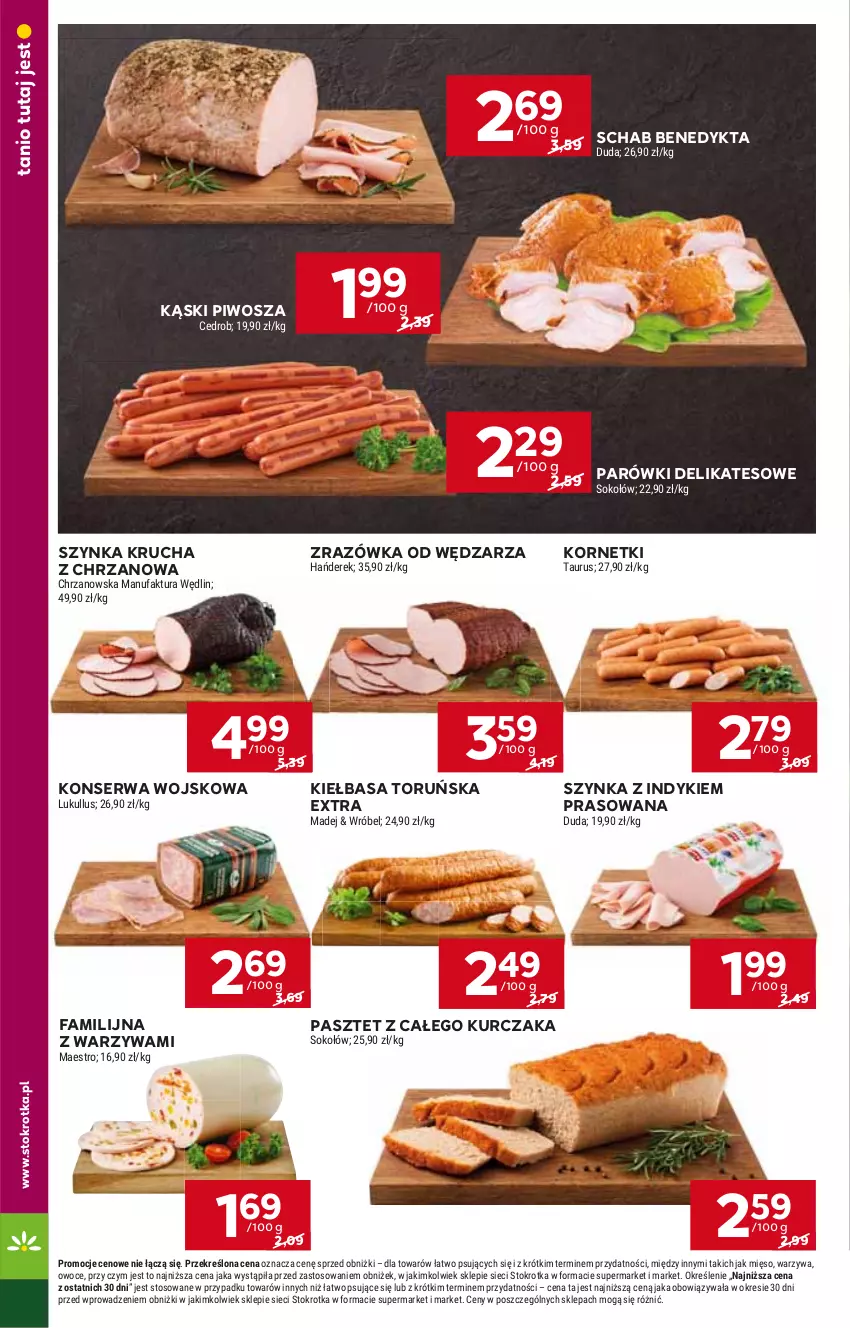 Gazetka promocyjna Stokrotka - Market - ważna 18.04 do 24.04.2024 - strona 6 - produkty: Chrzan, Fa, Kiełbasa, Kurczak, Parówki, Pasztet, Piwo, Schab Benedykta, Ser, Szynka, Warzywa