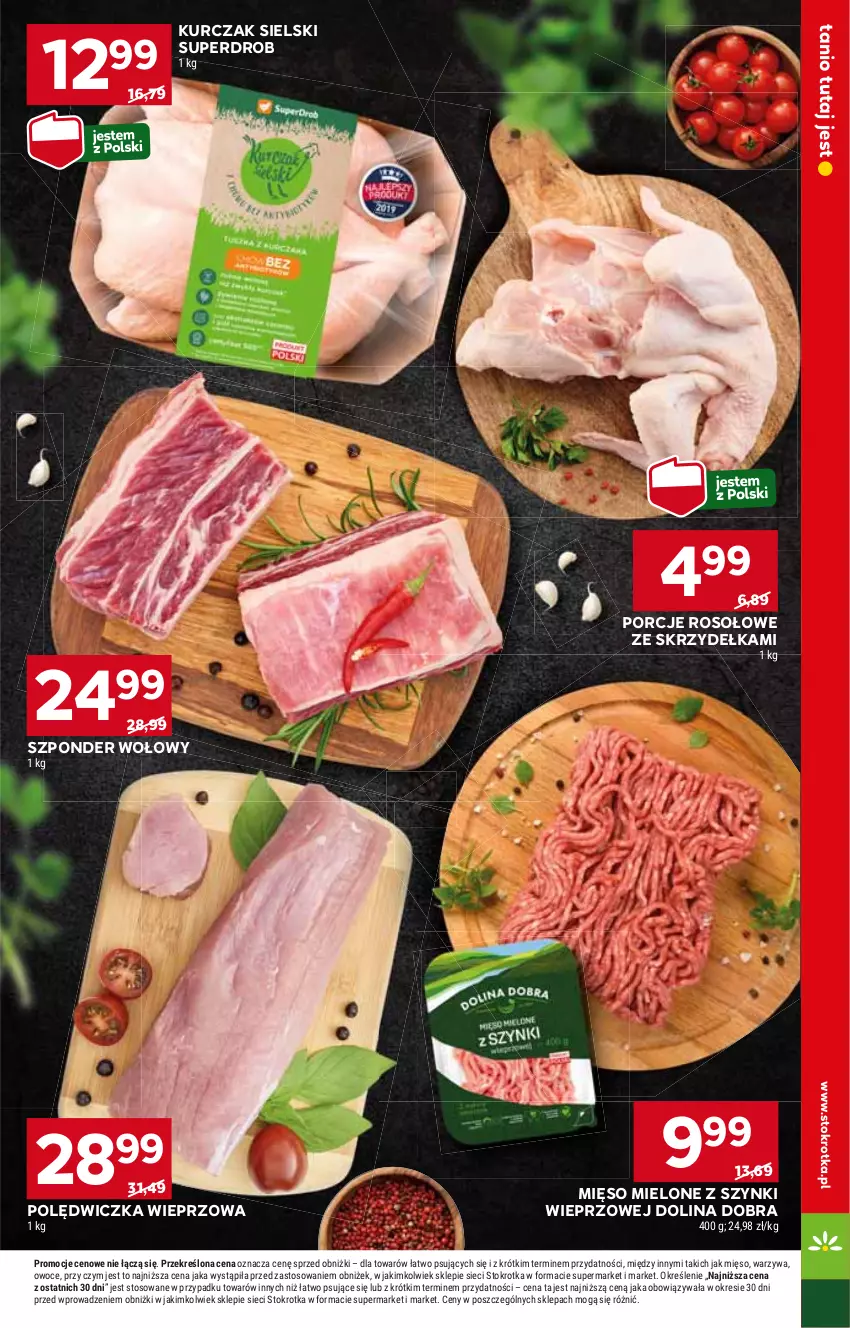 Gazetka promocyjna Stokrotka - Market - ważna 18.04 do 24.04.2024 - strona 7 - produkty: Kurczak, Mięso, Mięso mielone, Mięso mielone z szynki, Polędwiczka wieprzowa, Por, Szponder wołowy