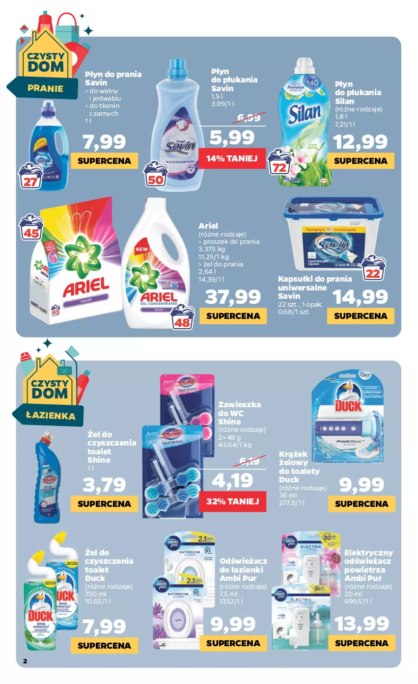 Gazetka promocyjna Netto - Gazetka non food - ważna 31.01 do 05.02.2022 - strona 2 - produkty: Ambi Pur, Ariel, Duck, Kapsułki do prania, Odświeżacz powietrza, Płyn do płukania, Płyn do prania, Proszek do prania, Pur, Silan, Sprzątanie, Zawieszka do wc