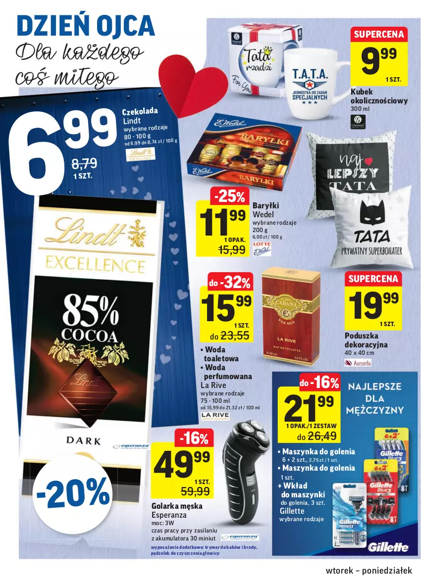 Gazetka promocyjna Intermarche - Zwyciężamy Okazjami - ważna 22.06 do 28.06.2021 - strona 10 - produkty: Akumulator, Baryłki, Czekolada, Gillette, Golarka, Kubek, La Rive, Lindt, Maszynka, Maszynka do golenia, Perfum, Poduszka, Poduszka dekoracyjna, Silan, Szynka, Woda, Woda perfumowana, Woda toaletowa