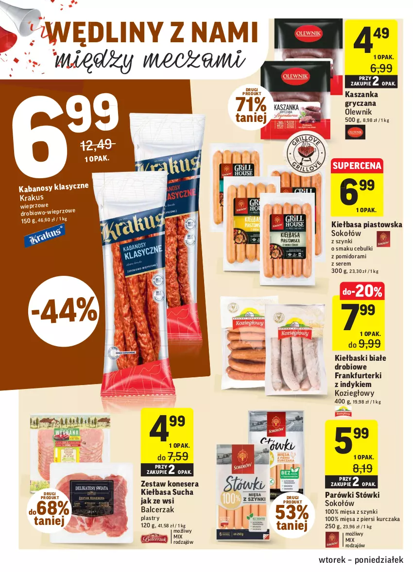 Gazetka promocyjna Intermarche - Zwyciężamy Okazjami - ważna 22.06 do 28.06.2021 - strona 16 - produkty: Frankfurterki, Gry, Kabanos, Kasza, Kaszanka, Kiełbasa, Kiełbaski białe, Kurczak, Olewnik, Parówki, Piast, Ser, Sok, Sokołów