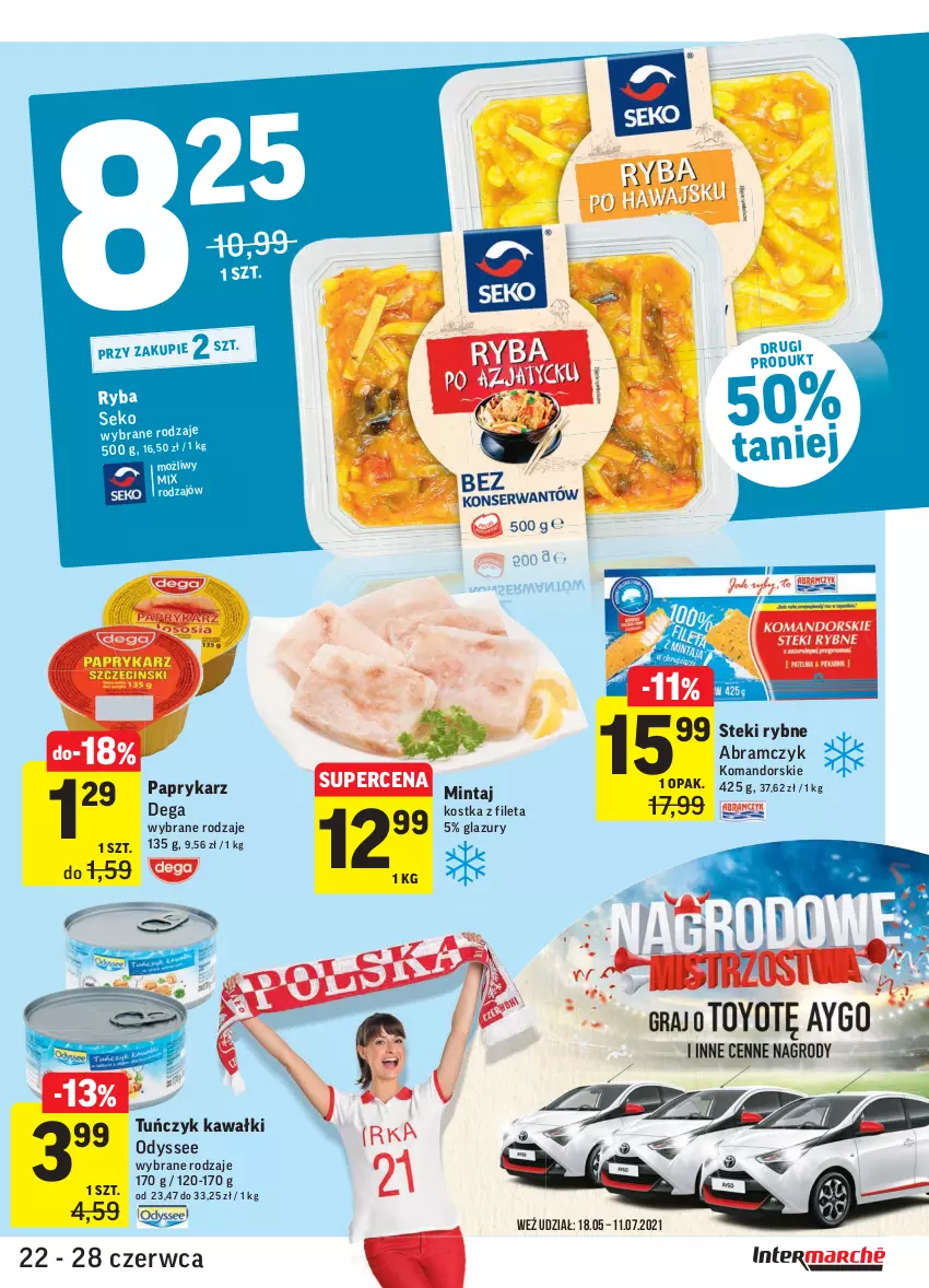 Gazetka promocyjna Intermarche - Zwyciężamy Okazjami - ważna 22.06 do 28.06.2021 - strona 23 - produkty: Dega, Kawa, Lazur, Mintaj, Papryka, Paprykarz, SEKO, Stek, Tuńczyk