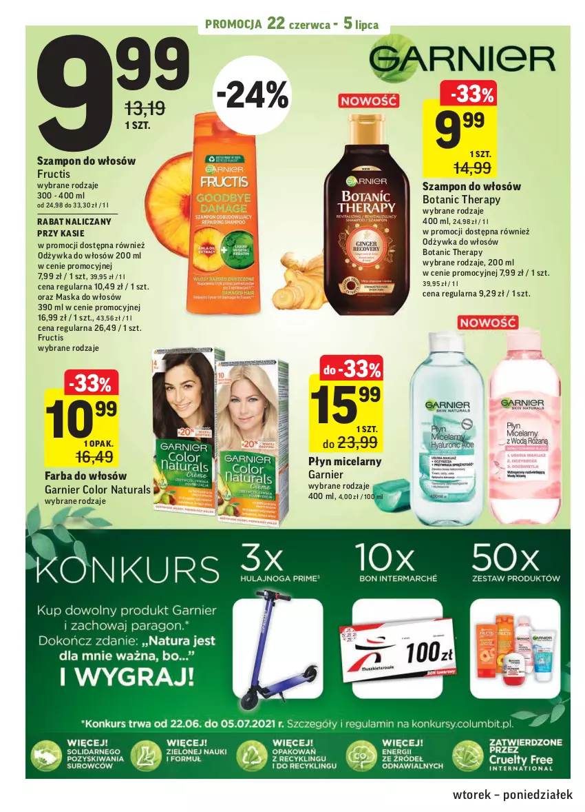 Gazetka promocyjna Intermarche - Zwyciężamy Okazjami - ważna 22.06 do 28.06.2021 - strona 34 - produkty: Fa, Farba do włosów, Fructis, Garnier, Maska, Maska do włosów, Odżywka, Płyn micelarny, Szampon