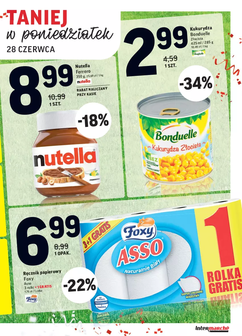 Gazetka promocyjna Intermarche - Zwyciężamy Okazjami - ważna 22.06 do 28.06.2021 - strona 38 - produkty: Bonduelle, Ferrero, Foxy, Nutella, Papier, Ręcznik