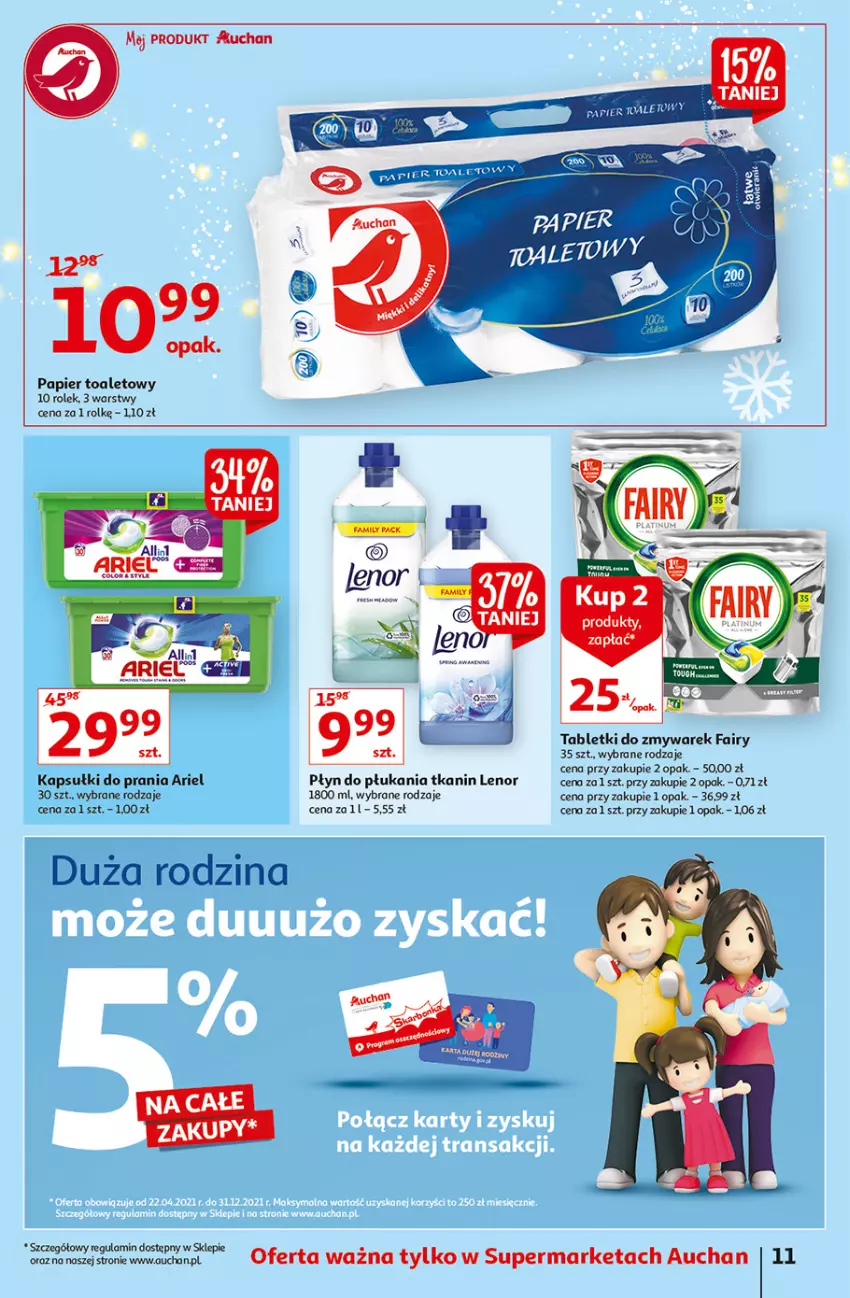 Gazetka promocyjna Auchan - Magia stołu wigilijnego Supermarkety - ważna 16.12 do 24.12.2021 - strona 11 - produkty: Ariel, Fa, Fairy, Kapsułki do prania, Lenor, Papier, Papier toaletowy, Płyn do płukania, Tablet