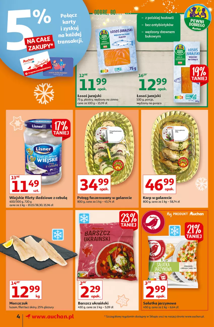 Gazetka promocyjna Auchan - Magia stołu wigilijnego Supermarkety - ważna 16.12 do 24.12.2021 - strona 4 - produkty: Fa, Gala, Karp, Lazur, Por, Pstrąg, Sałat, Sałatka