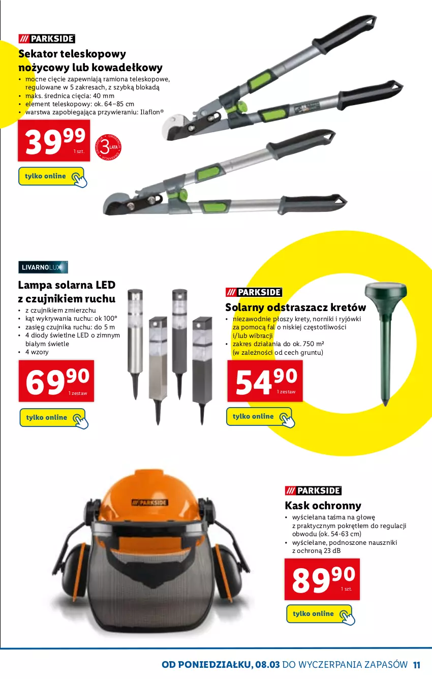 Gazetka promocyjna Lidl - KATALOG SKLEPU ONLINE - ważna 01.03 do 31.03.2021 - strona 11 - produkty: Fa, Grunt, Kask, Kret, Lampa, Noż, Sekator, Teleskop