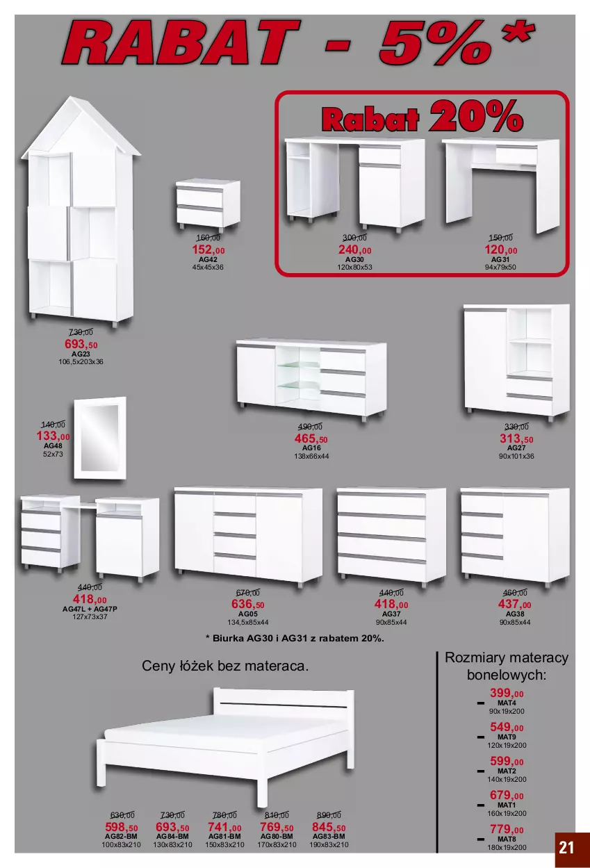 Gazetka promocyjna Bodzio - ważna 01.01 do 31.03.2021 - strona 21 - produkty: Biurka, Materac, Tera